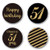 MAGJUCHE Black 51th Birthday Candy Stickers, Woman or Man Gold Glitter 51 Years Birthday Party Favor Labels, Supplies, Decorations
