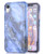 Spevert Marble Pattern Flexible Soft TPU Cover with Glossy Pattern Shock Absorption Slim Protective Case Cover Compatible for iPhone XR 6.1 inches - Blue