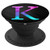Purple Turquoise Letter K Monogram On Black PopSockets Grip and Stand for Phones and Tablets