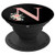 Blush Letter N Monogram Initial Rose Pink Floral on Black - PopSockets Grip and Stand for Phones and Tablets