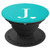 White Initial Letter J heart Monogram on Turquoise Teal Blue - PopSockets Grip and Stand for Phones and Tablets