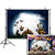 Allenjoy 7x5ft Happy Halloween Blue Backdrop Moon Jack O'Lantern Pumpkin Ghost Bat Scary Graveyard Photography Background Trick or Treat Party Decorations Cake Table Banner Photo Studio Booth