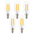 OPALRAY T8(T25) Small Tube LED Bulb, 4W Dimmable, Soft Warm White Light 2700K, 400Lm 40W Incandescent Equivalent, Candelabra Bulb E12 Base, Clear Glass Mini Tubular Tip, 5 Pack
