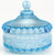 Covered Candy Dish - Eyewinker - Blue Opalescent - Mosser USA