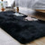 Carvapet Shaggy Soft Faux Sheepskin Fur Area Rugs Floor Mat Luxury Bedside Carpet for Bedroom Living Room, 3ft x 5ft,Black