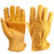 OZERO 3 Pair Flex Grip Leather Working Gloves Stretchable Tough Cowhide Work Glove (Gold, X-Large)