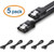 ABLEWE SATA Cable III 5 Pack 6Gbps 90 Degree Right Angle HDD SDD Data Cable with Locking Latch 18 Inch for SATA HDD, SSD, CD Driver, CD Writer (Straight)