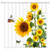 AMNYSF Sunflower Shower Curtain Flower Butterfly Yellow Floral Green Leaves Decor White Fabric Bathroom Curtains,Waterproof Polyester with Hooks 70x70 Inch