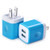 Charging Block, FiveBox Dual Port USB Wall Charger Brick Cube Charging Base Plug Phone Charger Box for Android, iPhone 8/X/6/6S/7 Plus, iPad, Samsung Galaxy S9 S8 S7 S6, Sony, LG, ZTE, Moto-2PC/Blue