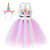 Cuteshower Girl Unicorn Costume, Baby Unicorn Tutu Dress Outfit Princess Party Costumes with Headband and Wings (5-6 Years, Rainbow Color)