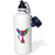3dRose wb_24721_1"Cattitude 1 Cute Colorful Cat Pink Purple Green Blue" Sports Water Bottle, 21 oz, White