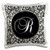3dRose Letter R-Black and White Damask-Pillow Case, 16 by 16" (pc_38767_1)