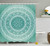 Ambesonne Teal Ombre Shower Curtain, Mandala Pattern Boho Style Floral Dots and Stripes with Petals Ethnic Print, Fabric Bathroom Decor Set with Hooks, 84 Inches Extra Long, Teal White