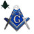 Square & Compass G Masonic Car Emblem Blue Silver Auto Decal