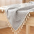 LUCKYHOUSEHOME Black and White Stripe Tassel Tablecloth Cotton Linen Rural Square Home Kitchen Dinning Tabletop Table Cover 55 x 55 Inch