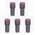 HONJIE Red LED Indicator Pilot Signal Light Lamp AC/DC 24V Flush Panel Mount-5Pcs