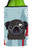 Caroline's Treasures Winter Holiday Black Pug Wine Bottle Koozie Hugger, 750 ml, Multicolor