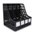 Sayeec Sturdy Desktop 4 Section Magazine Plastic Holders Frames File Dividers Document Cabinet Rack Display and Storage Organiser Box Black