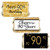 DISTINCTIVS Black and Gold 90th Birthday Party Mini Candy Bar Wrappers | 54 Stickers