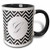 3dRose 220950_4 Print Of Script F On Black White Chevron Stripes Mug 11 oz