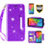 LG Q7 Case, LG Q7 Plus Case, Case for LG Q7+/LG Q7 Alpha/Q7?, with Screen Protector, TPU + Leather Bling Glitter Flip Wallet Case with Kickstand Credit Card Holder Slot for Girls/Women (Purple)