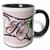 3dRose 102759_4"Cherry Blossom Flower Monogram Initial K Two Tone Mug, 11 oz, Black/White