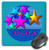 3dRose Vibrant colored stars on a blue background with the name ANGELA - Mouse Pad, 8 by 8 inches (mp_52931_1)