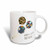 3dRose mug_162016_1 Happy 75th Birthday Modern stylish floral Balloons Elegant black brown blue 75 year old Bday Ceramic Mug, 11 oz, White