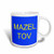 3dRose 172410_1""Mazel Tov Yellow Lettering On Blue Background" Ceramic Mug, 11 oz,