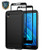 Teayoha Moto E6 Case with Tempered Glass Screen Protector [2 Pack], Carbon Fiber Scratch Resistant, Shock Absorption Soft TPU Drawing Protective Cases Cover for Motorola Moto E6 - Black