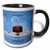 3dRose 123907_4""21st Birthday Party with Chocolate Cake and Blue Balloons" Two Tone Mug 11 oz Black/White