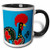 3dRose 160660_4"The"The Black Portuguese Rooster On A Blue Background With A Heart" Two Tone Mug, 11 oz, Multicolor