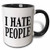 3dRose 157421_4 I I hate people Mug, 11 oz, Black