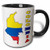 3dRose mug_51747_4"Colombian flag in the map and letters of Colombia" Two Tone Black Mug, 11 oz, Multicolor