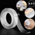 Qihaihp Washable Adhesive Tape, 9.8 ft Traceless Reusable Clear Double Sided Anti-Slip Nano Gel Pads, Removable Sticky Transparent Strips Grip for Glass, Metal, Kitchen Cabinets or Tile Nano Tape