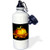 3dRose wb_11657_1 Glowing Jack Lantern and Autumn leaves on Halloween night on black background - Sports Water Bottle, 21 oz, White