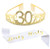 30th Brithday Tiara and Sash, Glitter Satin"Dirty Thirty" Sash and 30th Rhinestone Birthday Crown for Birthday Party Supplies and Decorations Birthday Cake Topper