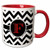 3dRose 252165_5 Black And White Chevron Monogram Red Initial F Ceramic Mug 11 oz