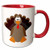 3dRose 165903_5"Cute Thanksgiving Turkey Cartoon Ceramic Mug, 11 oz, Red/White