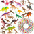 WATINC 64Pcs Kids Dinosaur Toy Kit Medium Realistic Vinyl Assorted Dinosaurs Figures Mini Dino Fossil Skeleton Figurines Kawaii Deco Sticker Jurassic World Party Supplies Miniatures Model Playset