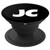 Monogram Initial Letter J C White on Black Background - PopSockets Grip and Stand for Phones and Tablets