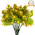 Artificial Fake Flowers XYXCMOR 4pcs Greenery Shrubs Plants Plastic Bushes Indoor Outside Hanging Planter Wedding Cemetery Decor Yellow