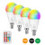 E12 LED Light Bulbs RGBW 5W, 40W Equivalent, Set of 4 LED Color Changing Light Bulbs, Dimmable Colors LED Bulb, Color Changing Bulb with Remote Control | RGB and Warm White 2700K