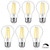 Defurhome Dimmable Edison LED Bulb, E26 LED Filament Light Bulb, 60W Incandescent Equivalent, Daylight White 4000K, 750 Lumens Decorative Clear Glass, 6W A19 Vintage LED Bulb - Pack of 6