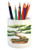 Ambesonne Garden Pencil Pen Holder, Watercolor Style Bonsai Hand Drawn Japanese Tree Eastern Nature Inspired Image, Ceramic Pencil Pen Holder for Desk Office Accessory, 3.6" X 3.2", Green Cocoa