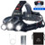LED Headlamp, Bright 6000 Lumen Headlight, USB Rechargeable Head Lamp Flashlight, 4 Modes Waterproof Zoomable Work Light for Camping,Hiking, Outdoors (Black)