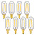 CRLight 2W LED Candelabra Bulb 25W Equivalent 250LM, Warm White 2700K E12 Base, Antique Edison Style Clear Glass Tiny T25 Tubular LED Chandelier Decorative Light Bulbs, 8 Pack