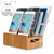 LENPOW Natural Bamboo Universal Charging Stations Dock Stand Multi-Device Organizer for Phones Pad Tablets Laptops - Strong Build,Eco-Friendly