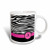3dRose mug_154272_1 Letter a Monogrammed on Black and White Zebra Stripes Animal Print with Hot Pink Personal Initial Ceramic Mug, 11-Ounce