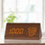 Digital Alarm Clock, with Wooden Electronic LED Time Display, 3 Alarm Settings, Humidity & Temperature Detect, Wood Made Electric Clocks for Bedroom, Bedside, Brown